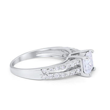 Wedding Engagement Ring Princess Cut Simulated Round CZ 925 Sterling Silver